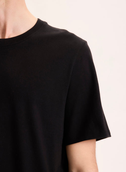 T-shirt Noir Col Rond Manches Courtes en Coton Organique - MAJESTIC FILATURES