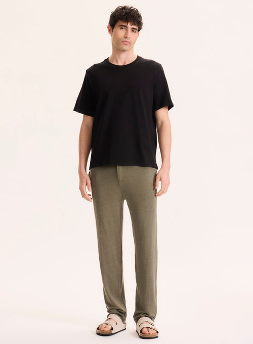T-shirt Noir Col Rond Manches Courtes en Coton Organique - MAJESTIC FILATURES