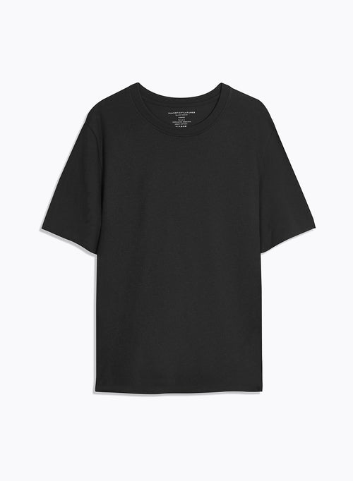 T-shirt Noir Col Rond Manches Courtes en Coton Organique - MAJESTIC FILATURES
