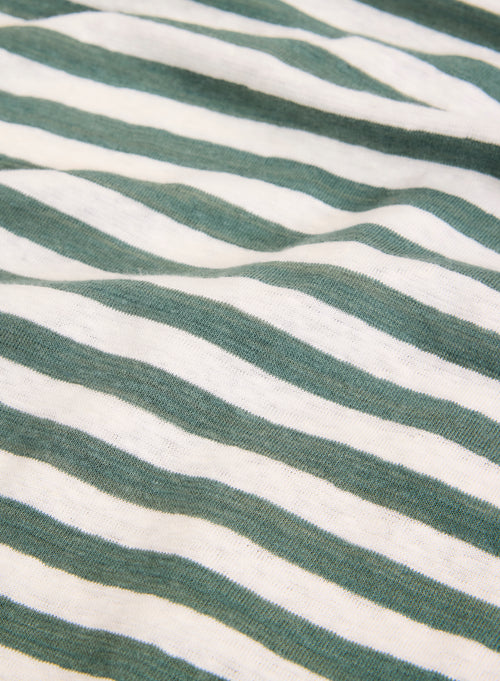 T-shirt Vert Col Rond Manches Courtes en Lin / Elasthanne - MAJESTIC FILATURES