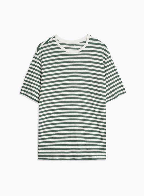 T-shirt Vert Col Rond Manches Courtes en Lin / Elasthanne - MAJESTIC FILATURES