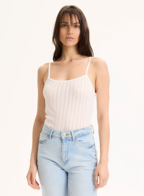 Débardeur Blanc Fines Bretelles en LYOCELL / TENCEL - MAJESTIC FILATURES