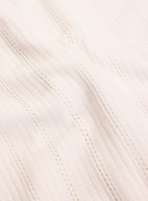 Gilet Blanc Col V Manches Longues en Lyocell / Tencel - MAJESTIC FILATURES