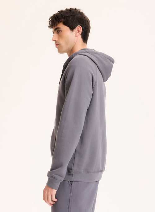 Gilet Gris Col Rond Manches Raglan longues en Coton organique - MAJESTIC FILATURES