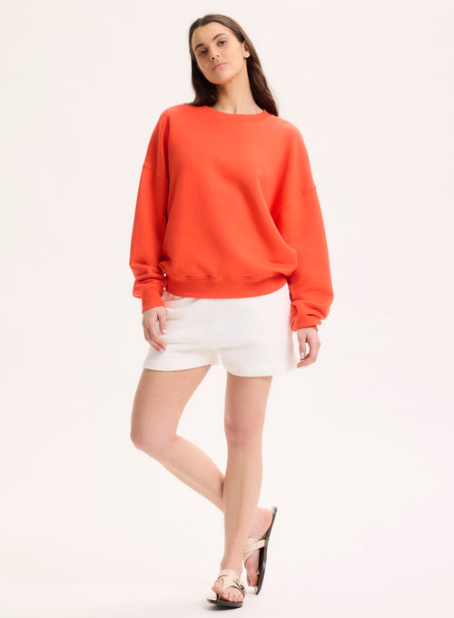 Sweat Orange Col Rond Manches Longues en Coton organique - MAJESTIC FILATURES