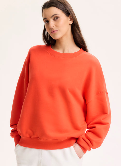 Sweat Orange Col Rond Manches Longues en Coton organique - MAJESTIC FILATURES