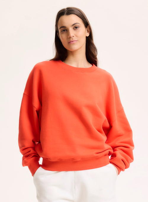 Sweat Orange Col Rond Manches Longues en Coton organique - MAJESTIC FILATURES