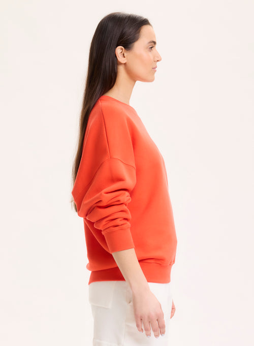 Sweat Orange Col Rond Manches Longues en Coton organique - MAJESTIC FILATURES