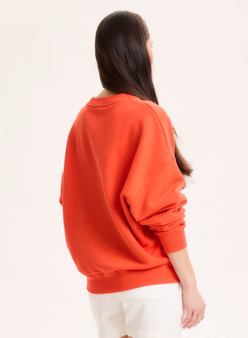 Sweat Orange Col Rond Manches Longues en Coton organique - MAJESTIC FILATURES