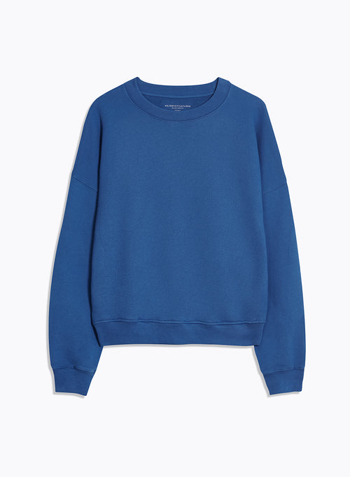 Sweat Bleu Col Rond Manches Longues en Coton organique - MAJESTIC FILATURES