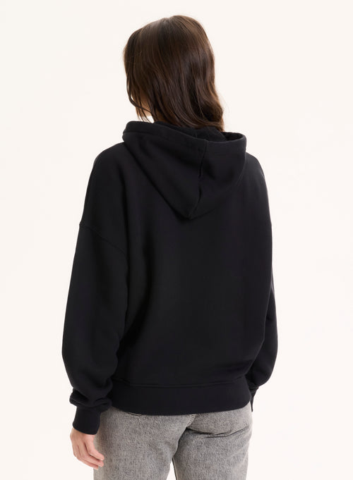 Gilet Noir Col Rond Manches Longues en Coton organique - MAJESTIC FILATURES