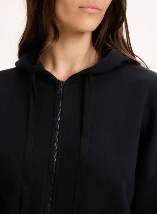 Gilet Noir Col Rond Manches Longues en Coton organique - MAJESTIC FILATURES