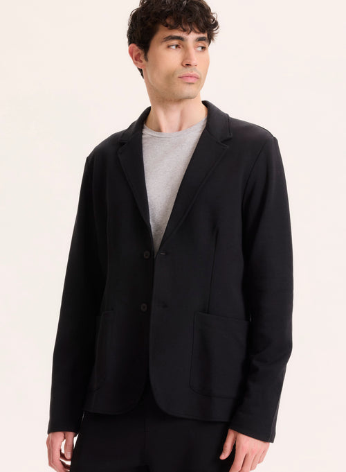 Veste Noire Col Veste Manches Longues en Lyocell / Tencel / Coton organique - MAJESTIC FILATURES