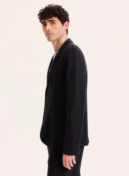 Veste Noire Col Veste Manches Longues en Lyocell / Tencel / Coton organique - MAJESTIC FILATURES