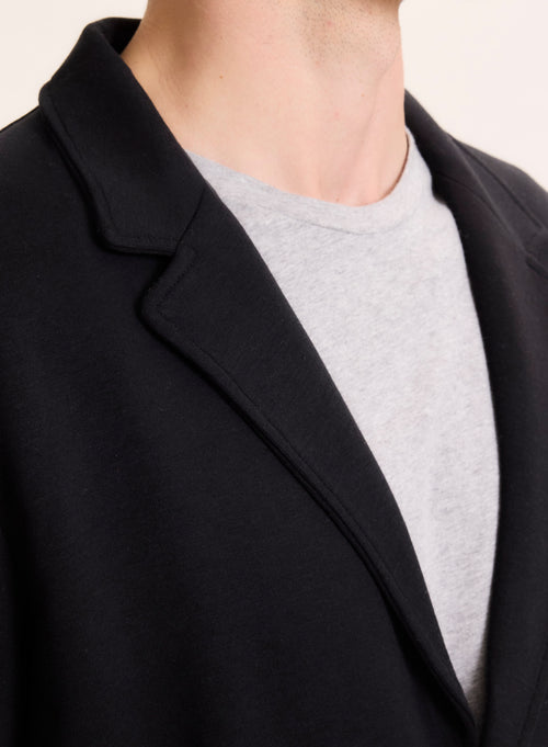 Veste Noire Col Veste Manches Longues en Lyocell / Tencel / Coton organique - MAJESTIC FILATURES