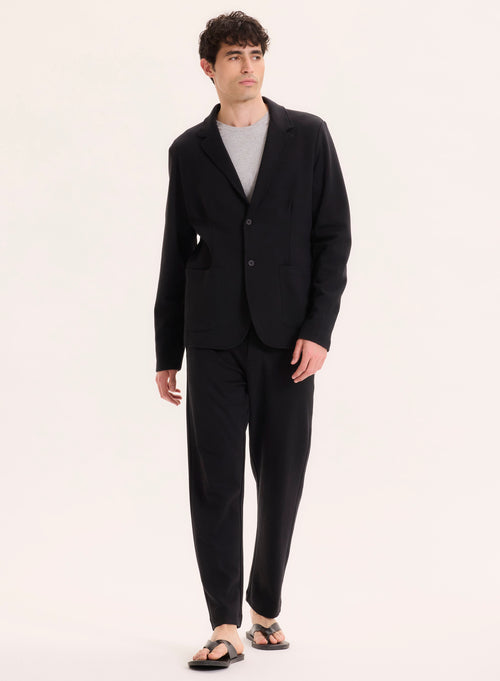 Veste Noire Col Veste Manches Longues en Lyocell / Tencel / Coton organique - MAJESTIC FILATURES