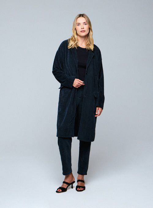 Grauer Mantel Langarmjacke aus Bio-Baumwolle / Polyester - MAJESTIC FILATURES