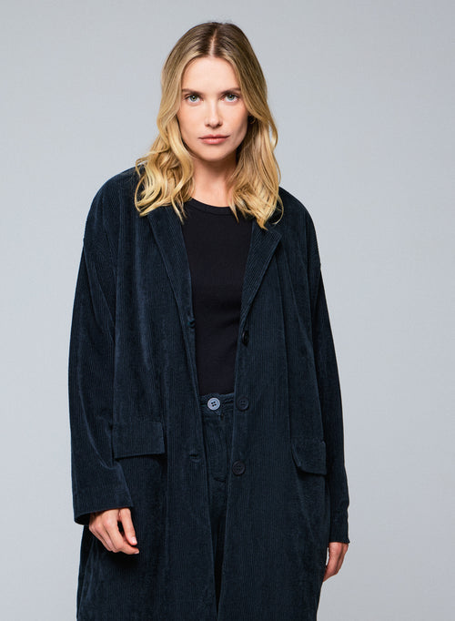 Grauer Mantel Langarmjacke aus Bio-Baumwolle / Polyester - MAJESTIC FILATURES