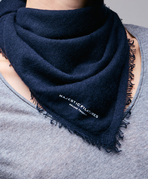 Marineblaues Kaschmir-Bandana - MAJESTIC FILATURES