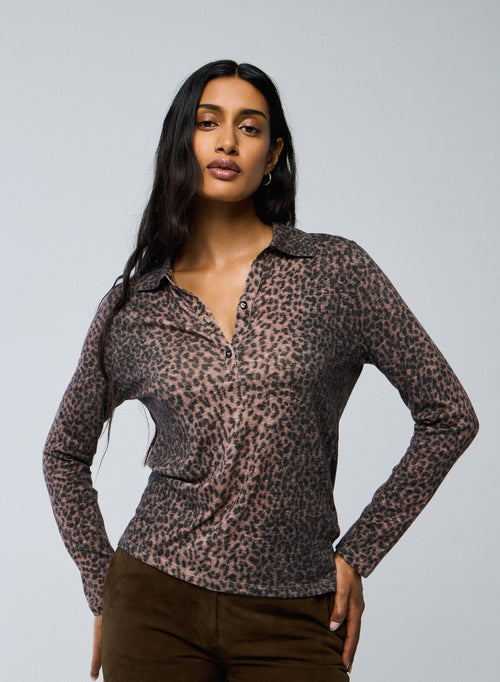 Rosa Poloshirt Langarm Polo aus Baumwolle / Kaschmir - MAJESTIC FILATURES