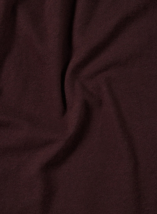 Auberginefarbenes T-Shirt mit Rundhalsausschnitt und langen Ärmeln aus Baumwolle und Kaschmir - MAJESTIC FILATURES