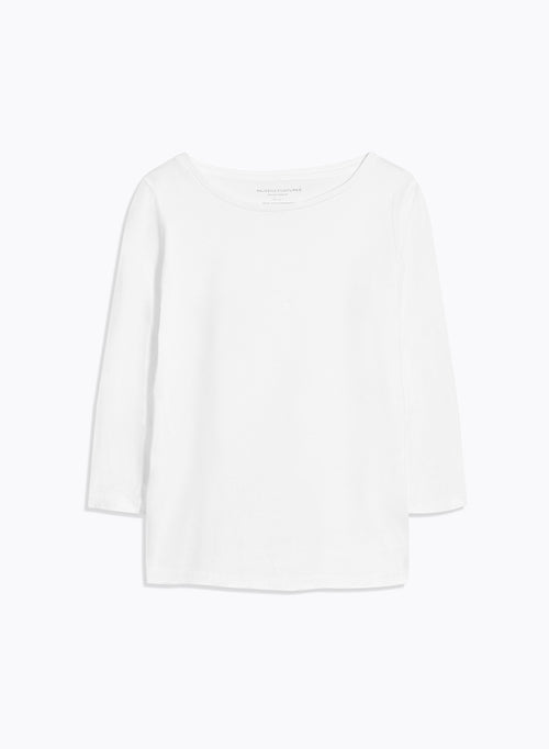 Tee shirt Blanc Manches 3/4 Col Bateau en Coton organique - MAJESTIC FILATURES