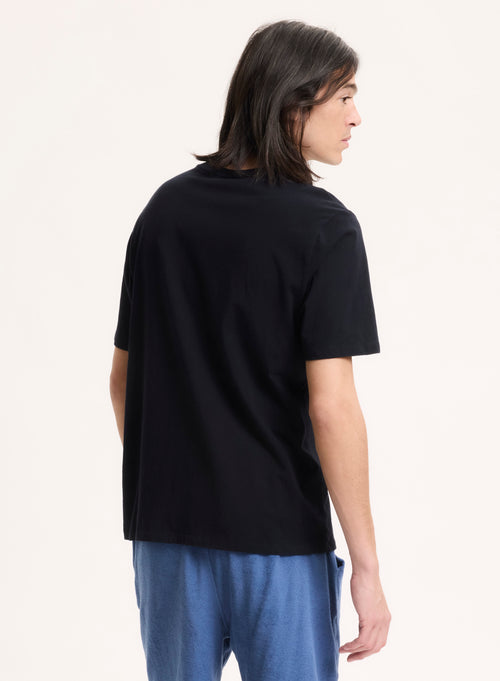 T-shirt Marine Paul Col V Manches Courtes en Coton - MAJESTIC FILATURES