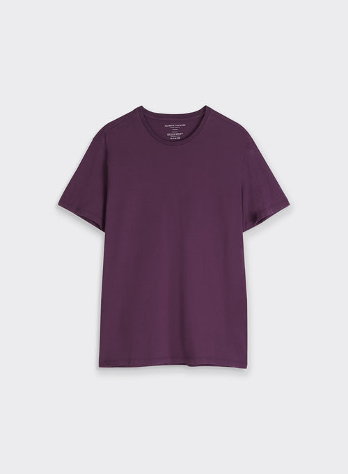 T-shirt Aubergine Col Rond Manches Courtes en Coton organique et Coton recyclé - MAJESTIC FILATURES