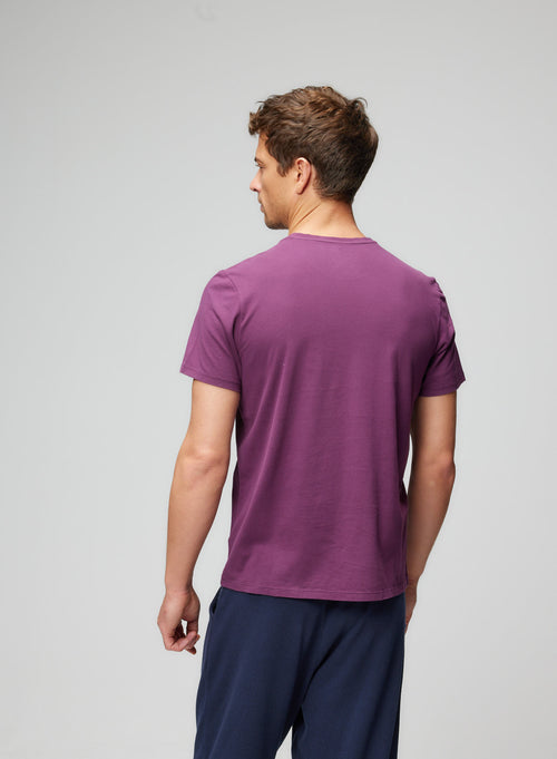 T-shirt Aubergine Col Rond Manches Courtes en Coton organique et Coton recyclé - MAJESTIC FILATURES