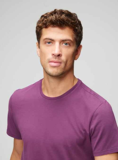 T-shirt Aubergine Col Rond Manches Courtes en Coton organique et Coton recyclé - MAJESTIC FILATURES
