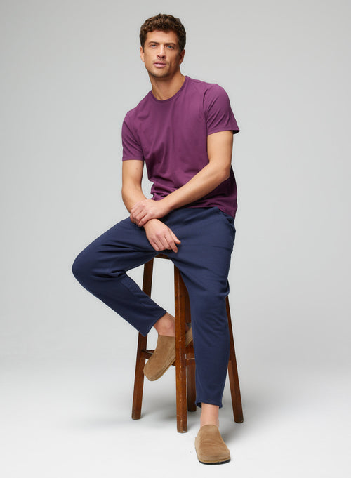 T-shirt Aubergine Col Rond Manches Courtes en Coton organique et Coton recyclé - MAJESTIC FILATURES