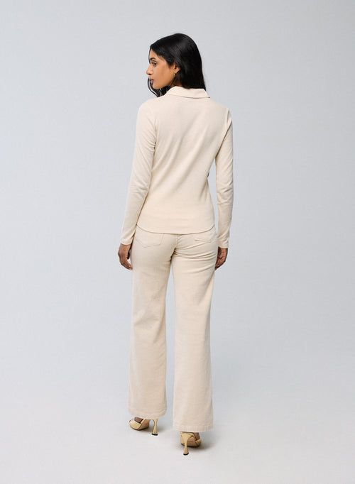 Chemise Blanche Manches Longues en Coton organique / Cachemire - MAJESTIC FILATURES