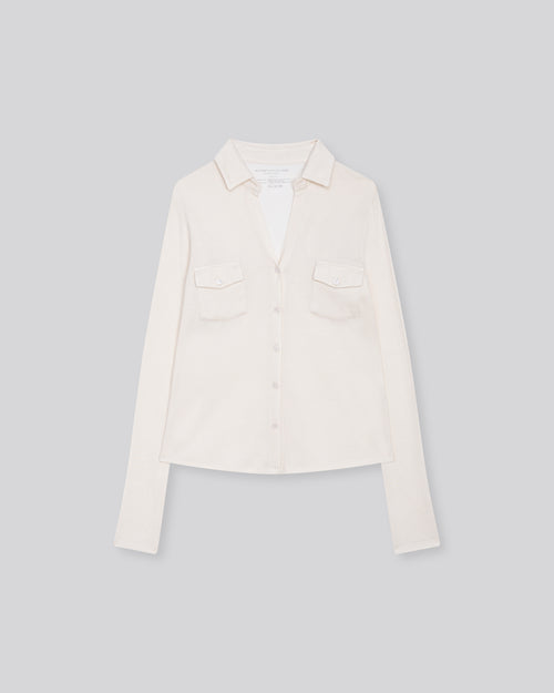 Chemise Blanche Manches Longues en Coton organique / Cachemire - MAJESTIC FILATURES