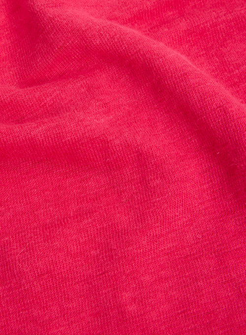 Tee shirt Rose Col V Manches Courtes en Lin / Elasthanne - MAJESTIC FILATURES