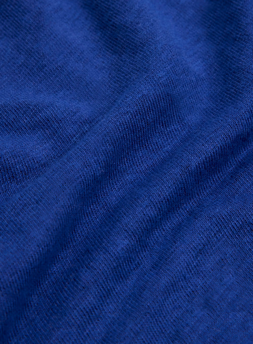 Tee shirt Bleu Col Polo Manches Courtes en Lin / Elasthanne - MAJESTIC FILATURES