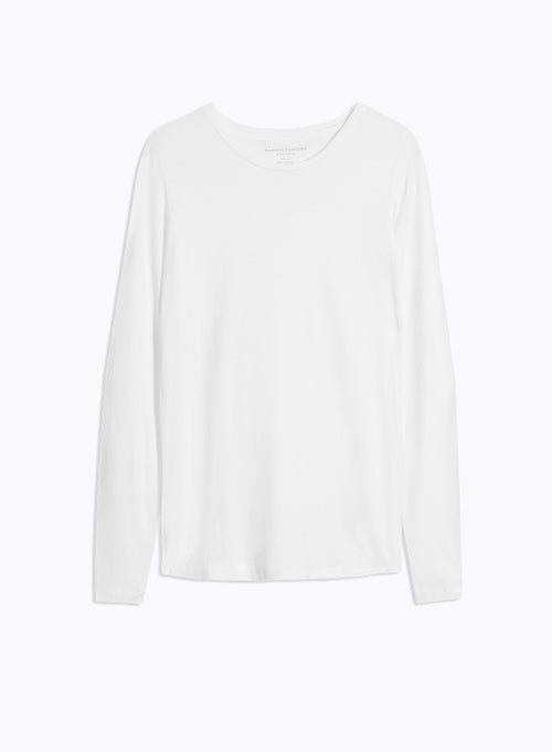 T-shirt Blanc Col Rond Manches Longues en Viscose / Élasthanne - MAJESTIC FILATURES