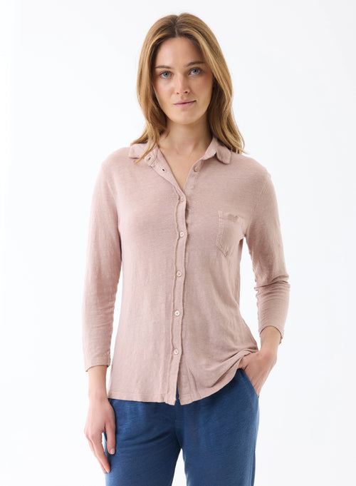 Chemise Rose thé Manches 3/4 - MAJESTIC FILATURES