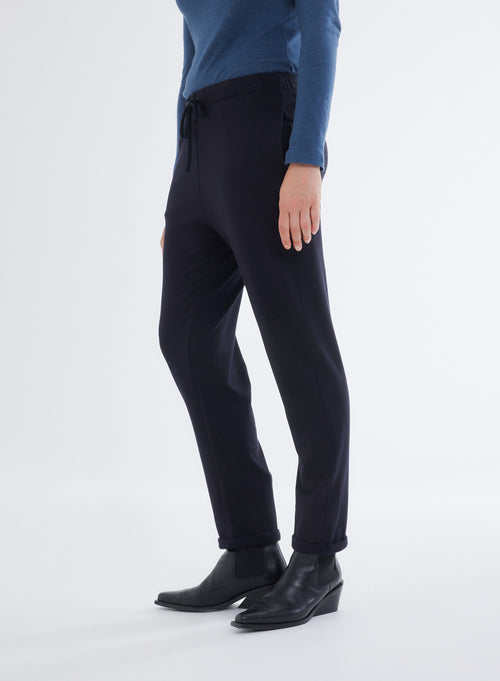 Pantalon Marine en molleton de Viscose / Élasthanne - MAJESTIC FILATURES