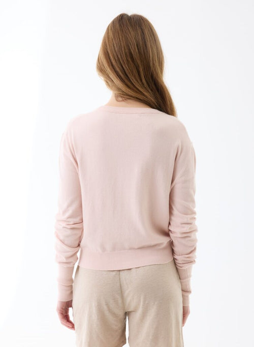 Gilet Poudre Manches Longues Col V en Coton organique / Elasthanne - MAJESTIC FILATURES