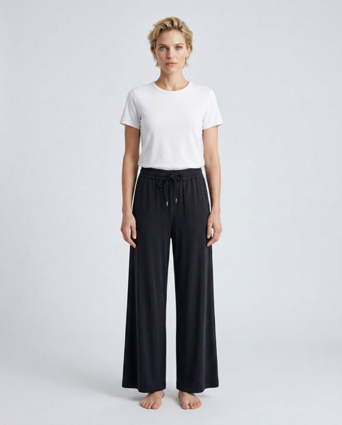 Pantalon Noir en Cupro / Elasthanne - MAJESTIC FILATURES
