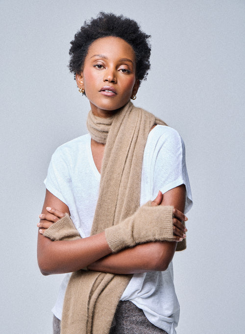 Mittaines Beige en Raccon wool / Polyamide - MAJESTIC FILATURES