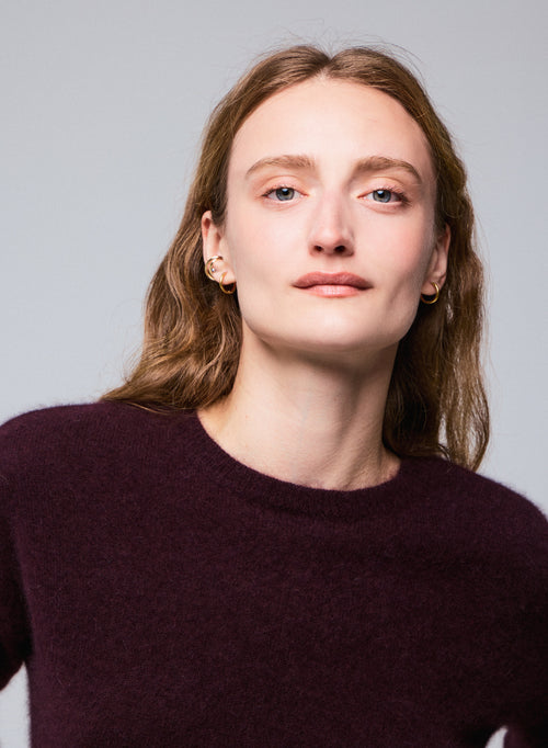 Lila Langarmpullover mit Rundhalsausschnitt aus Raccon-Wolle / Polyamid - MAJESTIC FILATURES