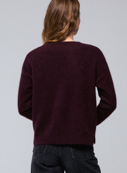 Lila Langarmpullover mit Rundhalsausschnitt aus Raccon-Wolle / Polyamid - MAJESTIC FILATURES