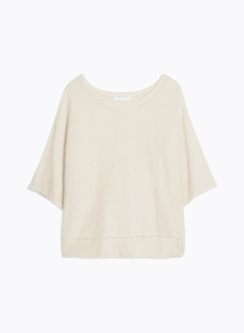 Pull Blanc Col Roulé Manches Longues - MAJESTIC FILATURES