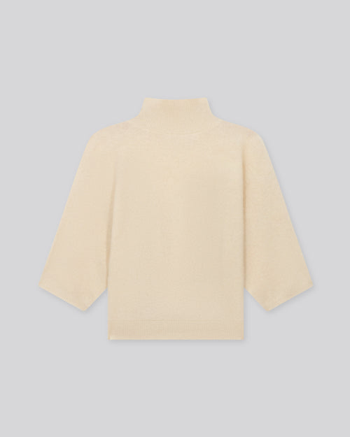 Pull Blanc Col Roulé Manches Kimono en Raccon wool / Polyamide - MAJESTIC FILATURES
