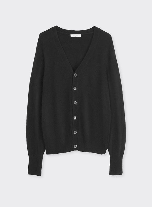 Gilet manches longues Noir Col V en Raccon wool / Polyamide - MAJESTIC FILATURES