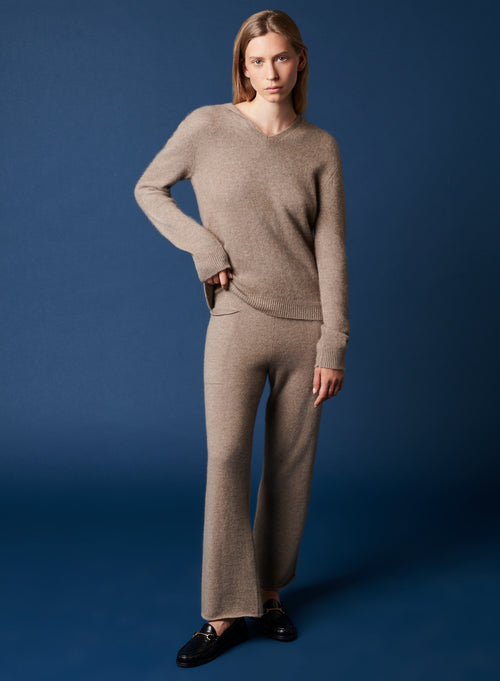 Pantalon Beige en Cachemire - MAJESTIC FILATURES
