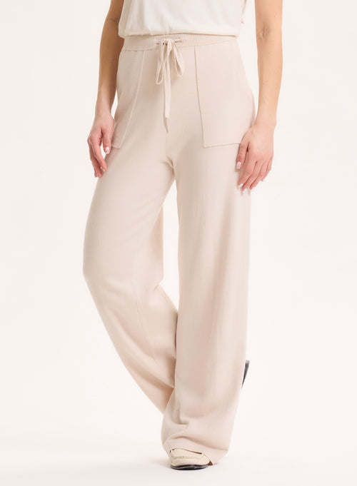 Pantalon beige en Coton organique / Elasthanne - MAJESTIC FILATURES