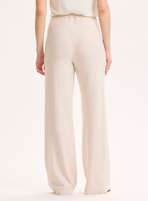 Pantalon beige en Coton organique / Elasthanne - MAJESTIC FILATURES