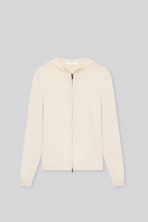 Gilet Beige Capuche Manches Longues en Coton organique / Elasthanne - MAJESTIC FILATURES